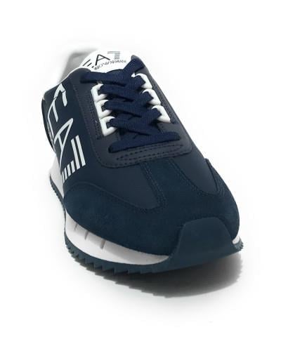 EA7 Ea7 Unısex Kalın Rahat Taban Logo Desenli Süet Detaylı Lacivert-Beyaz Sneaker 7X000541 AF18609-MB198