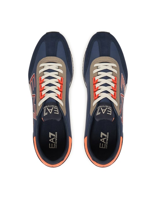 EA7 Ea7 Unısex Kalın Rahat Taban Logo Desenli Süet Detaylı Mavi Sneaker 7X000541 AF18609-MZ579