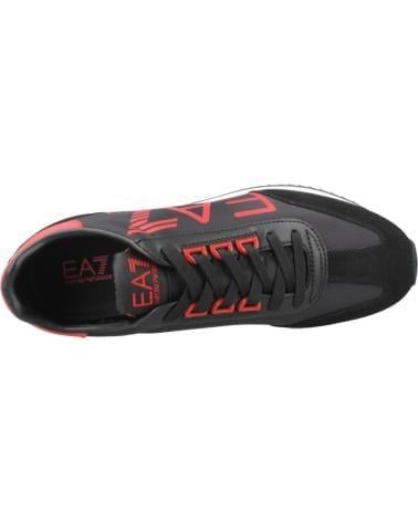 EA7 Ea7 Unısex Kalın Rahat Taban Logo Desenli Süet Detaylı Siyah-Kırmızı Sneaker 7X000541 AF18609-MZ330