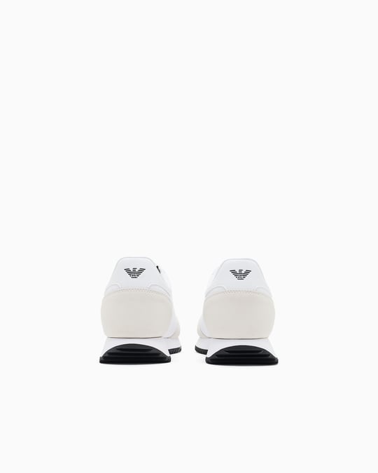 EA7 Ea7 Unısex Kalın Rahat Taban Logo Desenli Süet Detaylı Beyaz-Siyah Sneaker 7X000541 AF18609-MZ021