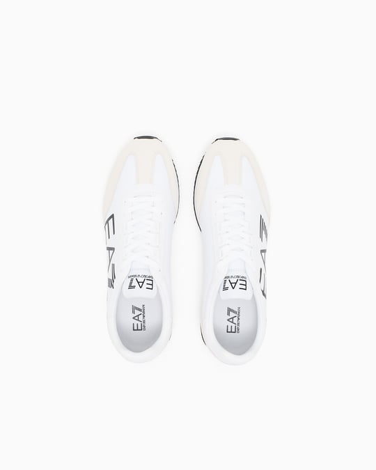 EA7 Ea7 Unısex Kalın Rahat Taban Logo Desenli Süet Detaylı Beyaz-Siyah Sneaker 7X000541 AF18609-MZ021