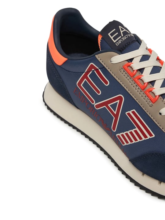 EA7 Ea7 Unısex Kalın Rahat Taban Logo Desenli Süet Detaylı Mavi Sneaker 7X000541 AF18609-MZ579