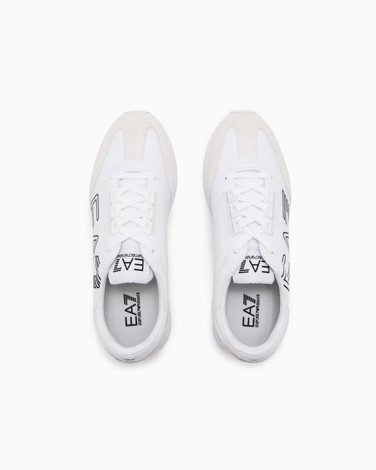 Ea7 Ea7 Unısex Marka Logolu Rahat Taban Bağıcıklı Beyaz-Siyah Sneaker X8X101 XK257-U426