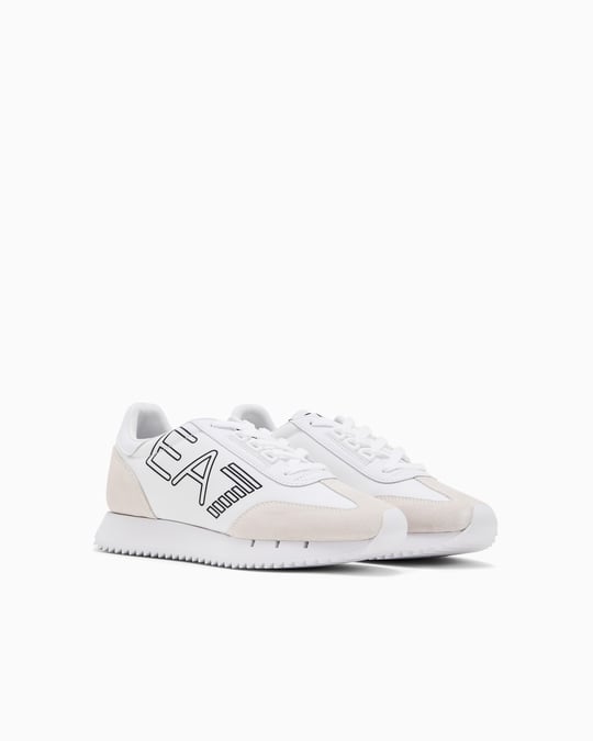 Ea7 Ea7 Unısex Marka Logolu Rahat Taban Bağıcıklı Beyaz-Siyah Sneaker X8X101 XK257-U426