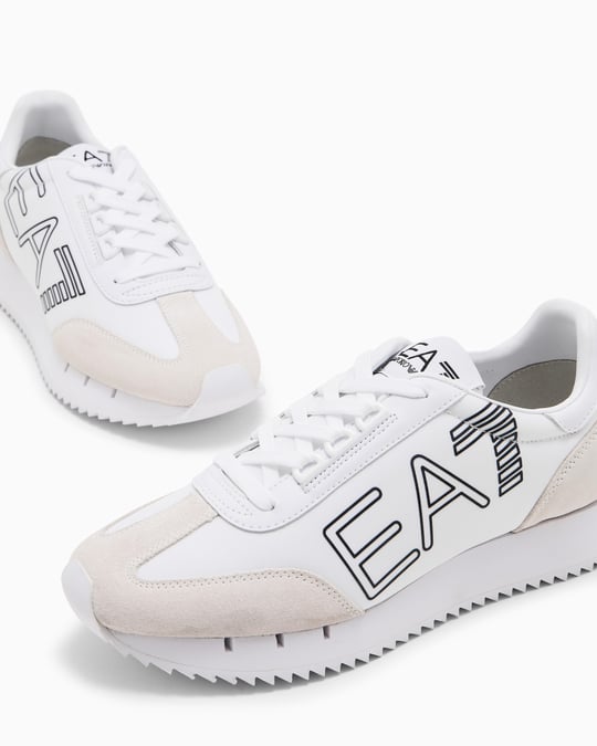 Ea7 Ea7 Unısex Marka Logolu Rahat Taban Bağıcıklı Beyaz-Siyah Sneaker X8X101 XK257-U426