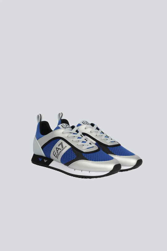 EA7 Ea7 Unısex Nefes Alabilen File Detaylı Rahat Taban Kartal Logo Motifli Mavi-Gri Sneaker 7X000334 AF18610-MZ585