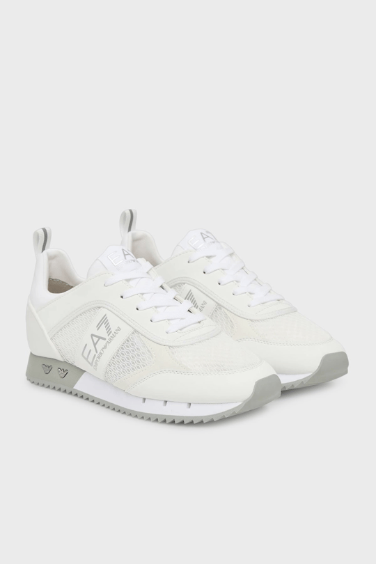 EA7 Ea7 Unısex Nefes Alabilen File Detaylı Rahat Taban Kartal Logo Motifli Beyaz-Gümüş Sneaker 7X000334 AF18610-MZ024