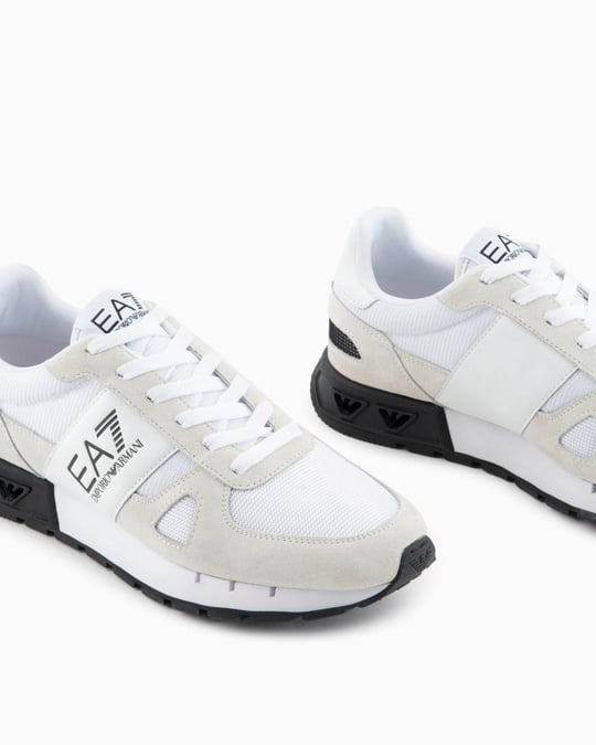 Ea7 Ea7 Unısex Yuvarlak Burunlu Fileli Kumaş Logolu Beyaz Sneaker X8X151 XK354-S271