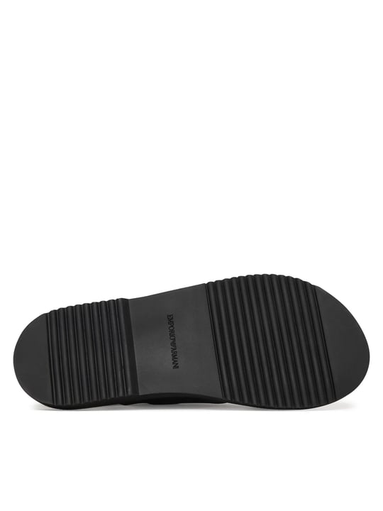 Emporio Armani Emporıo Armani Erkek %100 Deri ve Jakarlı Çapraz Bantlı Kahverengi Sandalet EM004323 AF25617-M6354