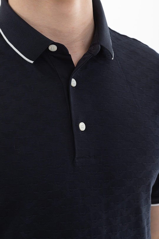 Emporio Armani Emporıo Armani Erkek %100 Pamuk Jersey Kumaş Marka Logolu Lacivert Polo Yaka T-Shirt 8N1FP0 1JHWZ-920