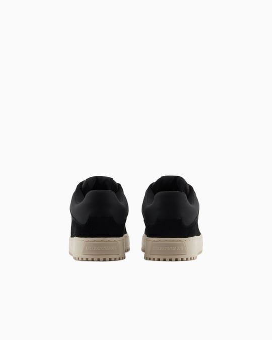 EMPORIO ARMANI Emporıo Armani Erkek %100 Sığır Derisi Logo Baskılı Süet Detaylı Siyah Sneaker X4X636 XR329-Q781