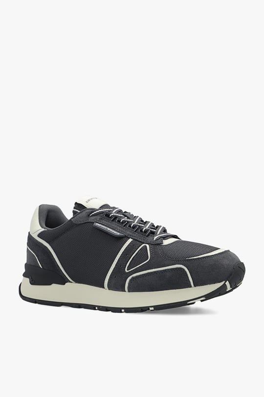 Emporio Armani Emporıo Armani Erkek %100 Polyester Dokuma Kumaş Marka Logolu Lacivert Sneaker X4X544 XM727-S147