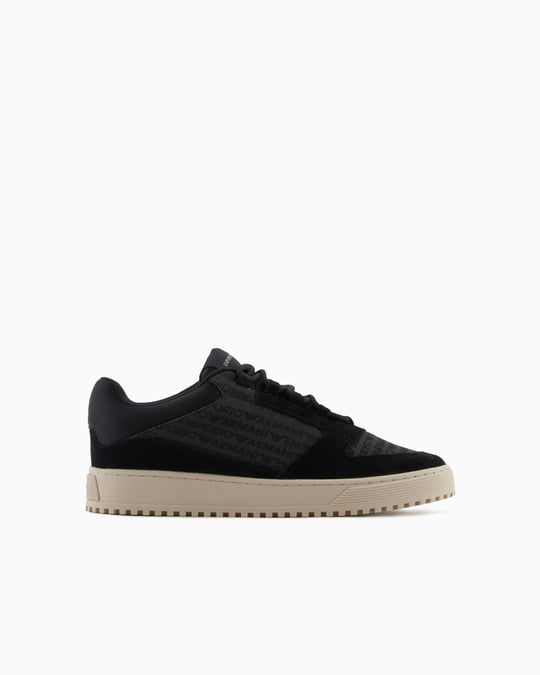EMPORIO ARMANI Emporıo Armani Erkek %100 Sığır Derisi Logo Baskılı Süet Detaylı Siyah Sneaker X4X636 XR329-Q781