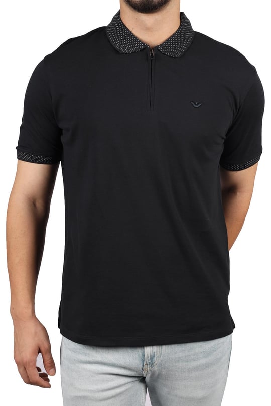 Emporio Armani Emporıo Armani Erkek %100 Pamuklu Logolu Kısa Kollu Siyah1 Polo Yaka T-Shirt 3R1F75 1JTKZ-0651