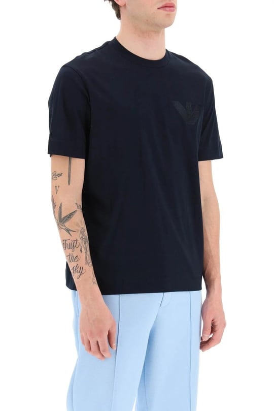 Emporio Armani Emporıo Armani Erkek %100 Pamuklu Logolu Kısa Kollu Lacivert T-Shirt 3R1TZ3 1JSAZ-0920