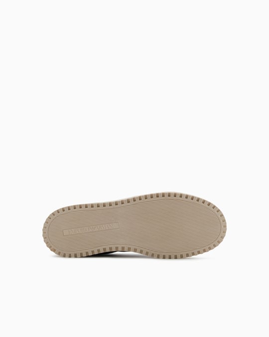 EMPORIO ARMANI Emporıo Armani Erkek %100 Sığır Derisi Logo Baskılı Süet Detaylı Siyah Sneaker X4X636 XR329-Q781