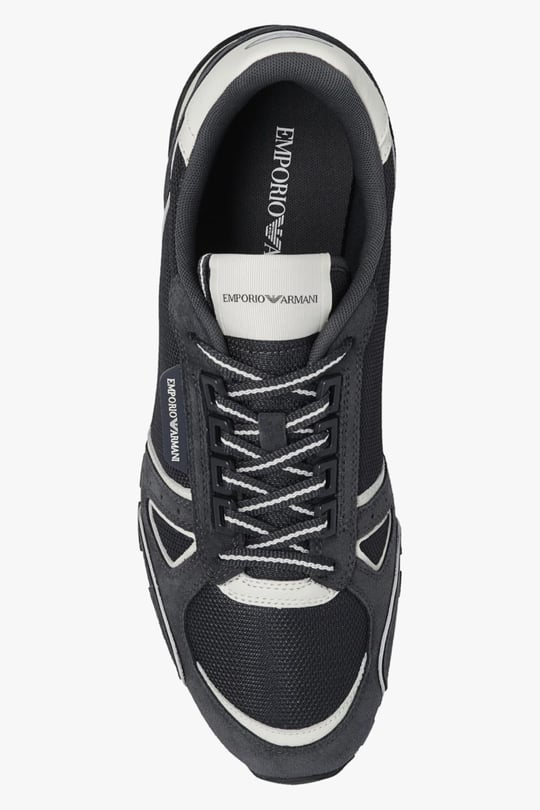 Emporio Armani Emporıo Armani Erkek %100 Polyester Dokuma Kumaş Marka Logolu Lacivert Sneaker X4X544 XM727-S147