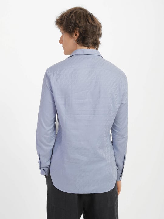 Emporio Armani Emporıo Armani Erkek %100 Pamuk Dokuma Kumaş Marka Logolu Mavi Gömlek 3R1C86 1K0DZ-F748