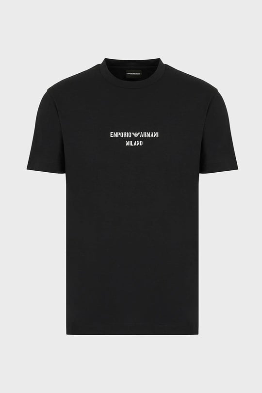Emporio Armani Emporıo Armani Erkek %100 Pamuklu Regular Fit Kısa Kollu Siyah T-Shirt 3L1TFR 1JPZZ-0999