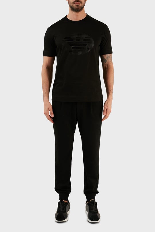 Emporio Armani Emporıo Armani Erkek %100 Pamuk Jersey Kumaş Marka Logolu Siyah T-Shirt 3R1TU1 1JSAZ-0999