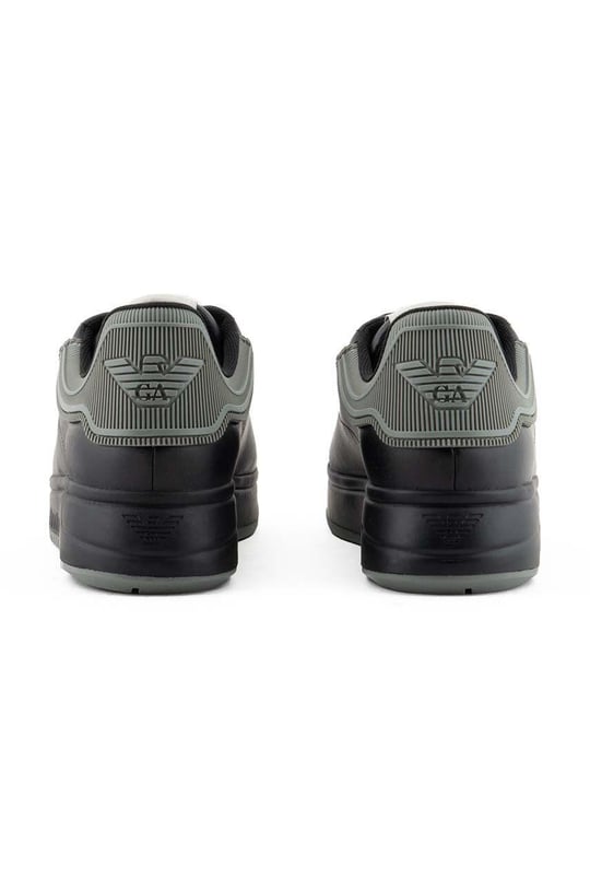 Emporio Armani Emporıo Armani Erkek %100 Deri Marka Logolu Siyah-Gri Sneaker X4X264 XN001-T431