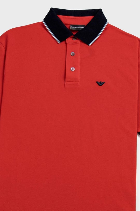 Emporio Armani Emporıo Armani Erkek %100 Pamuklu Logolu Kısa Kollu Kırmızı1 Polo Yaka T-Shirt 3R1F70 1JTKZ-0278