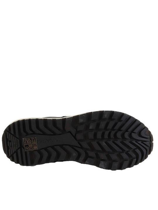 Emporio Armani Emporıo Armani Erkek %100 Deri Dokuma Kumaşlı Marka Logolu Siyah Sneaker X4X624 XN794-K001