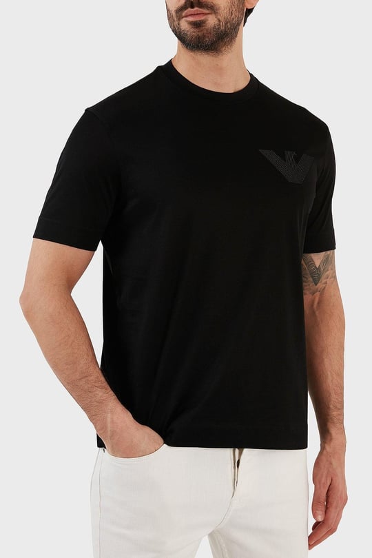 Emporio Armani Emporıo Armani Erkek %100 Pamuklu Logolu Kısa Kollu Siyah T-Shirt 3R1TZ3 1JSAZ-0999