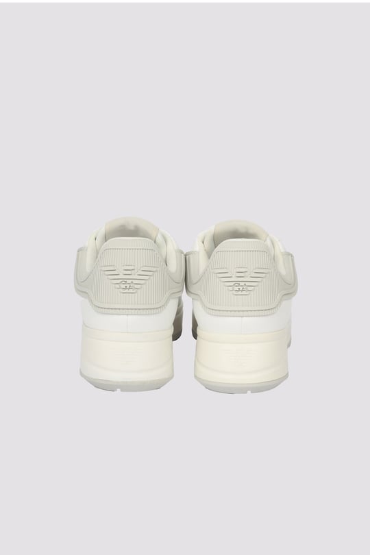 Emporio Armani Emporıo Armani Erkek Bağlamalı Orta Kalın Taban Deri Beyaz-Gri Sneaker EM003663 AF18212-M0459