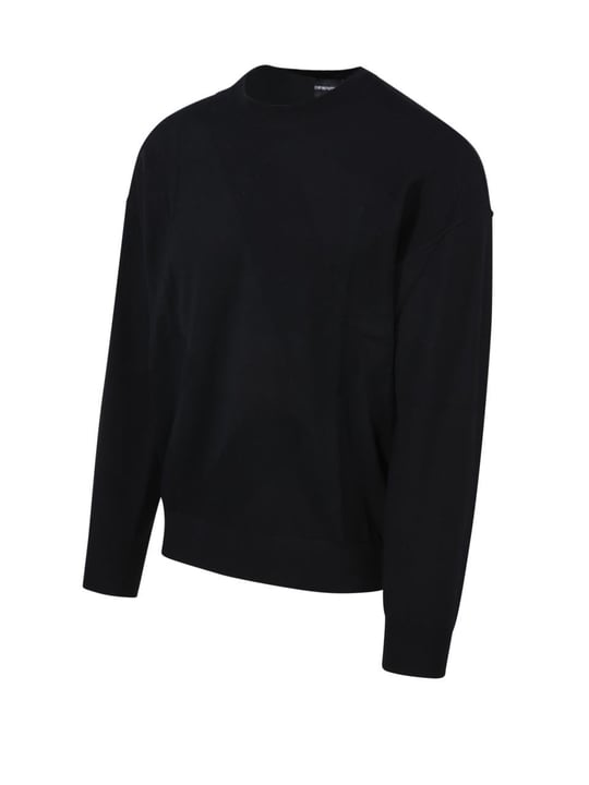 Emporio Armani Emporıo Armani Erkek Basic Uzun Kollu Logo Nakışlı Siyah Kazak 6R1MX4 1MFVZ-F012