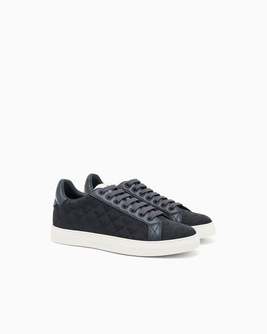 EMPORIO ARMANI Emporıo Armani Erkek Bağlamalı Orta Kalın Taban Deri Lacivert Sneaker EM003843 AF20003-MB007