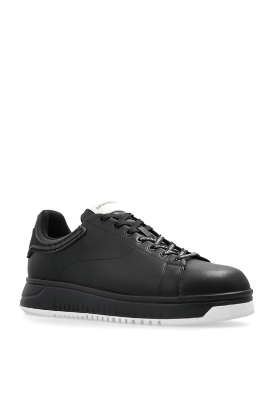 EMPORIO ARMANI Emporıo Armani Erkek Bağlamalı Orta Kalın Taban Deri Siyah2 Sneaker EM003663 AF18212-MC105