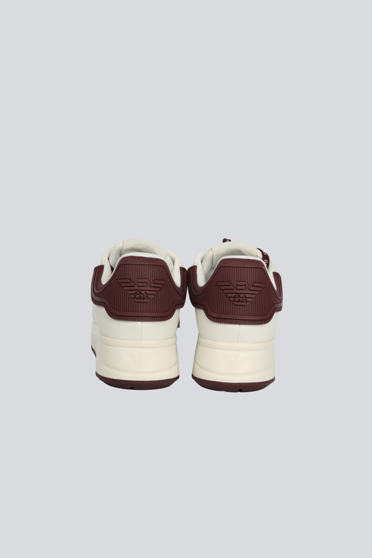 Emporio Armani Emporıo Armani Erkek Bağlamalı Orta Kalın Taban Deri Beyaz-Kırmızı Sneaker EM003663 AF18212-M0363