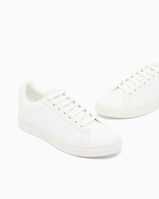 EMPORIO ARMANI Emporıo Armani Erkek Bağlamalı Orta Kalın Taban Deri Beyaz Sneaker EM003843 AF20003-M0107