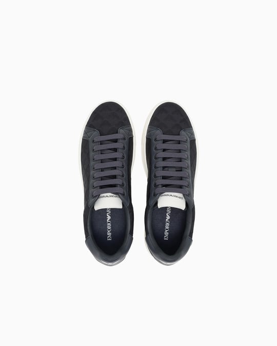 EMPORIO ARMANI Emporıo Armani Erkek Bağlamalı Orta Kalın Taban Deri Lacivert Sneaker EM003843 AF20003-MB007