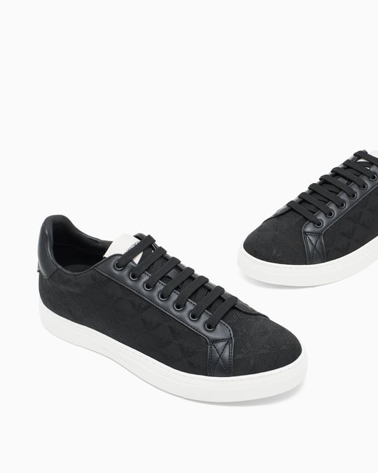 EMPORIO ARMANI Emporıo Armani Erkek Bağlamalı Orta Kalın Taban Deri Siyah Sneaker EM003843 AF20003-MC012