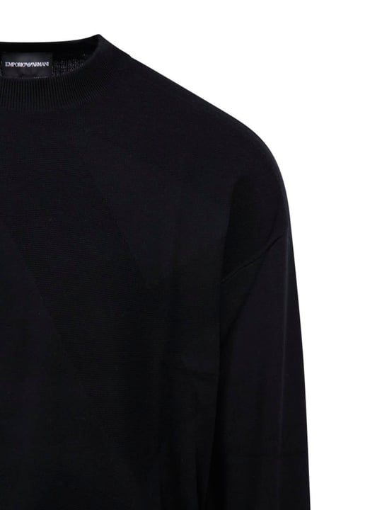 Emporio Armani Emporıo Armani Erkek Basic Uzun Kollu Logo Nakışlı Siyah Kazak 6R1MX4 1MFVZ-F012