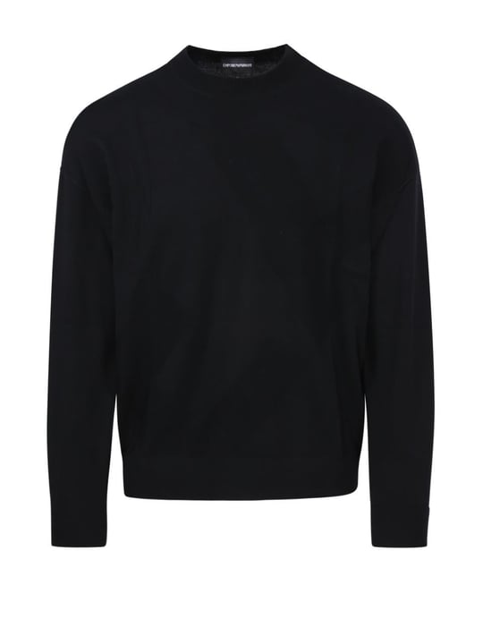 Emporio Armani Emporıo Armani Erkek Basic Uzun Kollu Logo Nakışlı Siyah Kazak 6R1MX4 1MFVZ-F012