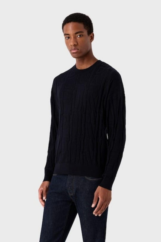 Emporio Armani Emporıo Armani Erkek Basic Uzun Kollu Logo Nakışlı F919 Kazak 6R1MX4 1MFVZ-F919