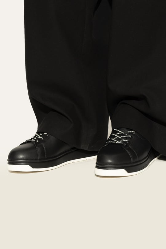 EMPORIO ARMANI Emporıo Armani Erkek Bağlamalı Orta Kalın Taban Deri Siyah2 Sneaker EM003663 AF18212-MC105