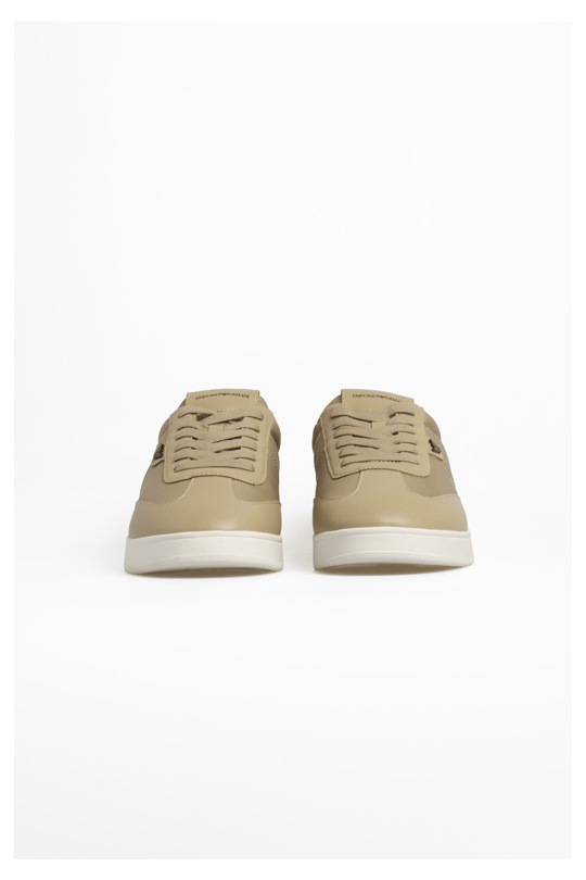 Emporio Armani Emporıo Armani Erkek Bağcıklı Bağlama Yuvarlak Burun Deri Rahat Taban Haki Sneaker EM003062 AF18210-U1072