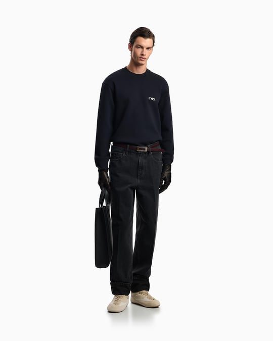 Emporio Armani Emporıo Armani Erkek Bisiklet Yaka Uzun Kol Pamuklu Regular Fit Lacivert Sweatshirt EM002919 AF10013-UB118