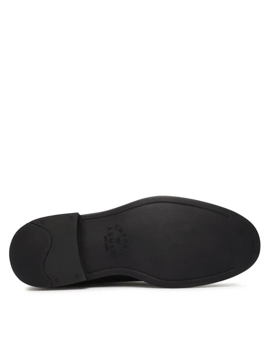 EMPORIO ARMANI Emporıo Armani Erkek Çakıllı Deri Yuvarlak Burunlu Bağcıklı Tış Tabanı Logo Desenli Kahverengi Ayakkabı X4C653 XF583-00003