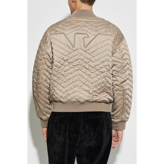 Emporio Armani Emporıo Armani Erkek Çift Taraflı Dik Yaka Arkası Marka Logolu Uzun Kollu Bej Mont 6D1B71 1NUAZ-0144