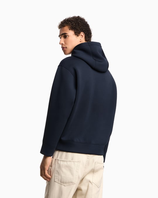 Emporio Armani Emporıo Armani Erkek Çift Bağcıklı Kapüşonlu Rahat %100 Pamuklu Jarse Kumaş Lacivert Sweatshirt EM002882 AF18339-MB367