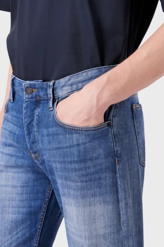 Emporio Armani Emporıo Armani Erkek Denim Kumaş  Normal Bel Düz Model Mavi Jeans 6R1J75 1D09Z-0942