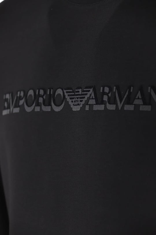 Emporio Armani Emporıo Armani Erkek Dokuma Kumaş Düz Bisiklet Yaka Siyah Sweatshirt 6R1MG7 1JHSZ-00B0