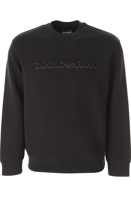 Emporio Armani Emporıo Armani Erkek Dokuma Kumaş Düz Bisiklet Yaka Siyah Sweatshirt 6R1MG7 1JHSZ-00B0