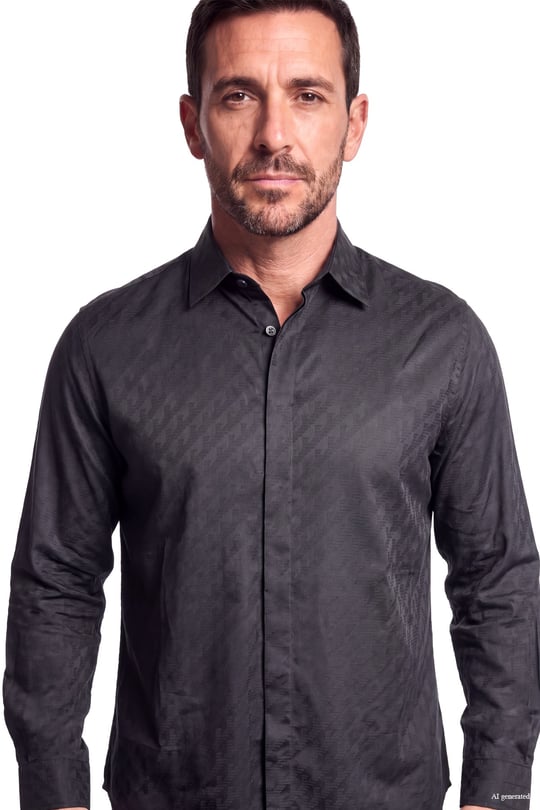 Emporio Armani Emporıo Armani Erkek Düğme Kapama Uzun Kol Çentikli Yaka Siyah Gömlek EM006704 AF18123-FB058