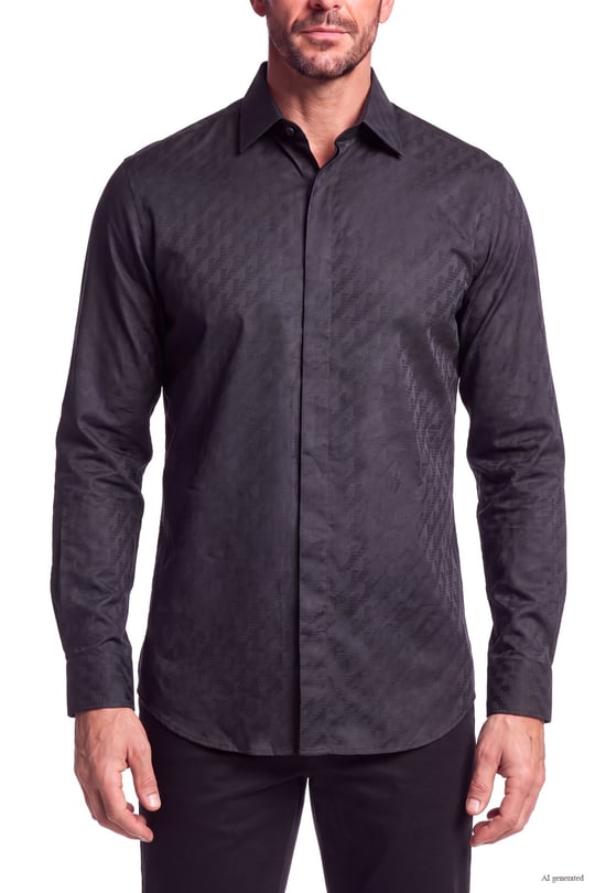 Emporio Armani Emporıo Armani Erkek Düğme Kapama Uzun Kol Çentikli Yaka Siyah Gömlek EM006704 AF18123-FB058
